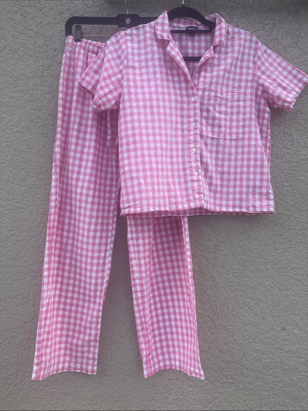 Women's Pink Gingham Short-Sleeve Pajama Set